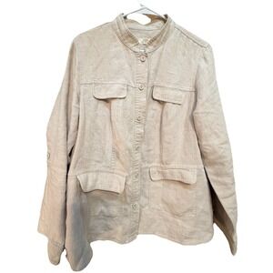 Charter Club Linen Utility Jacket 1X Coastal Quiet Luxury Safari Blazer